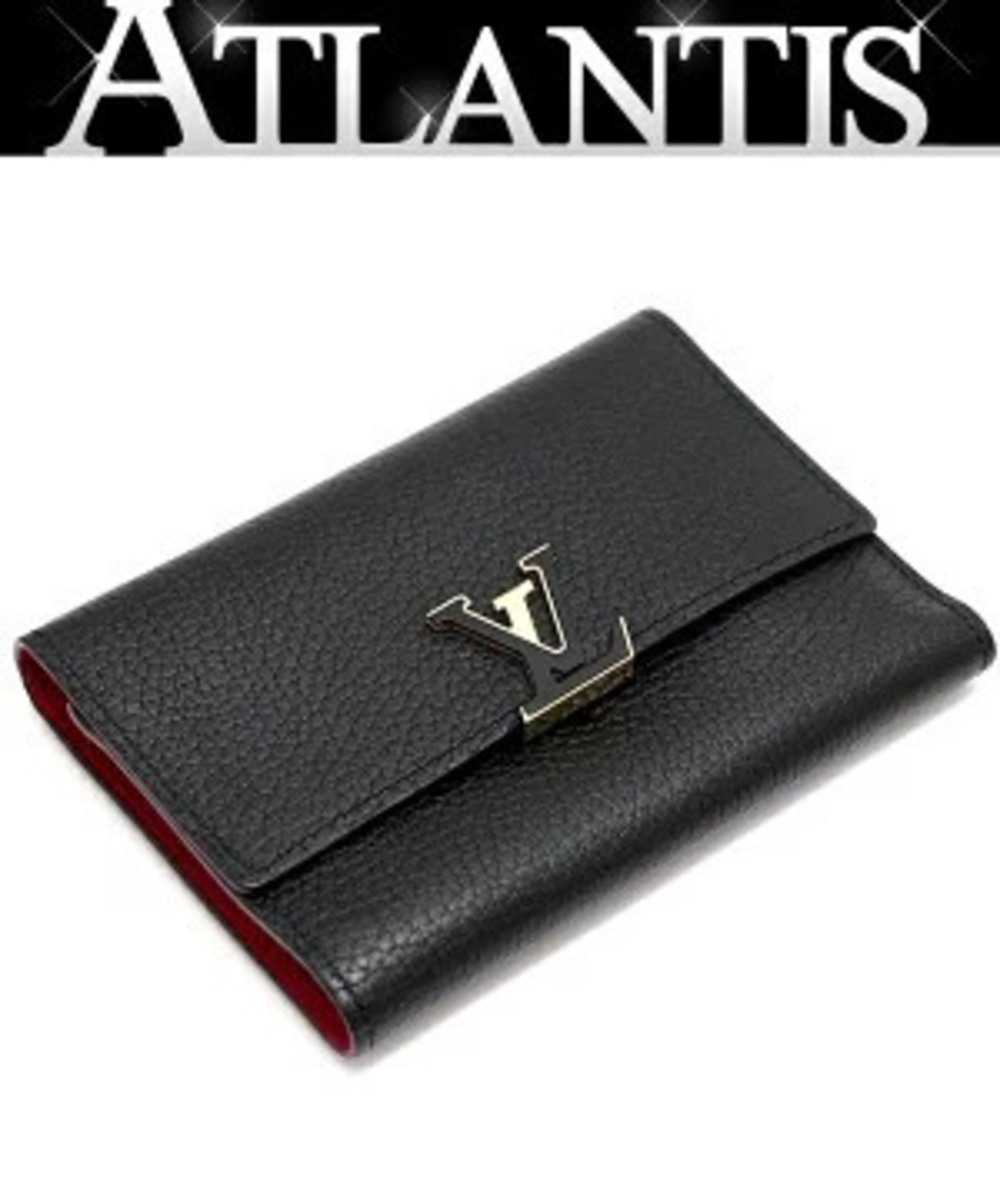 Louis Vuitton Portefeuille Capucines Compact Tri fold Wallet Noir Black
